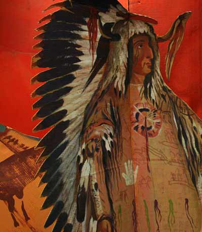 A cut-out of a Native American chief