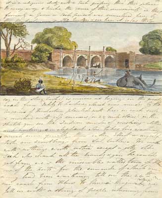 Letter page with a watercolour