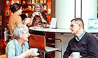 People seated in cafe area