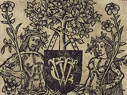 Woodcut of man and woman