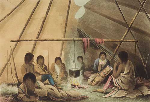 Cree Indian tent interior