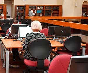 People in reading room
