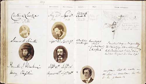 Open pages of visitors' book with comments and photos