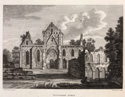 Engraving of a ruined abbey