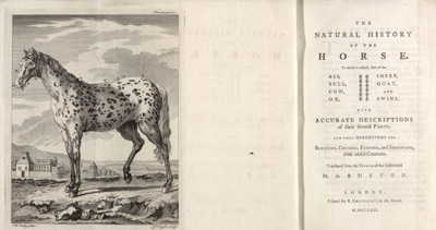 Title page and engraving of a horse