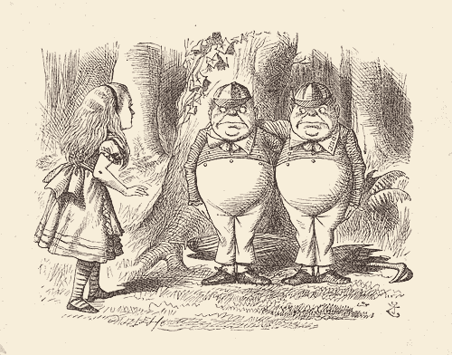 Alice with Tweedledum and Tweedledee