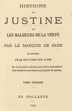 Title page of 'Justine'