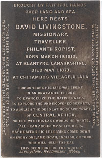 David Livingstone's gravestone