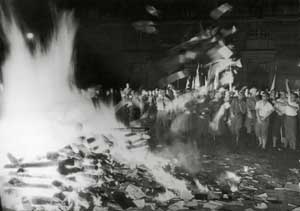 Photo of book burning © Mary Evans Picture Library