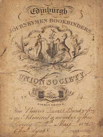 Edinburgh Journeymen Bookbinders' Union Society card
