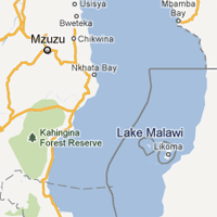 Google map section of Lake Malawi