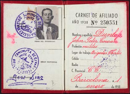 Spanish Communist Party membership card