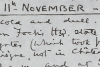Handwritten page with '11th November' on it
