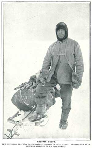 Magazine photo of Scott on his South Pole expedition