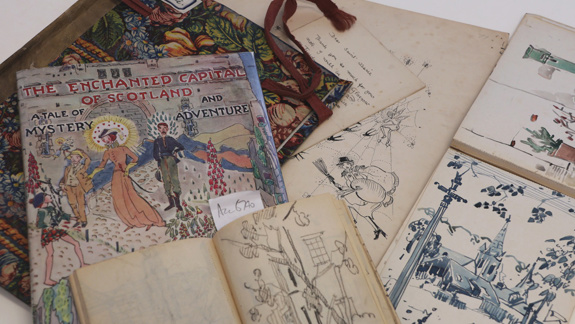A selection of sketches and other material.