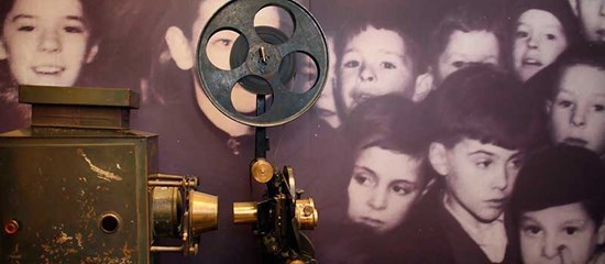 Old film camera and background photo