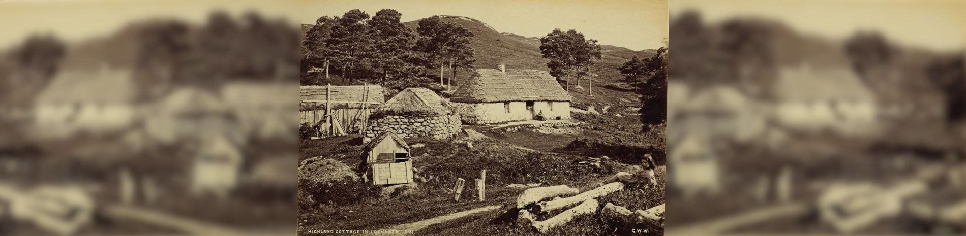An old photo of a highland cottage in Lochaber.