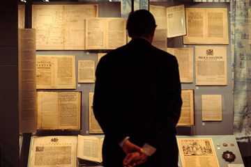 Man looking at exhibits