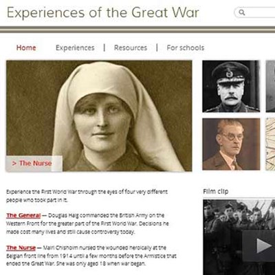 First World War site home page screenshot