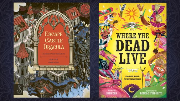 Two book covers. One of 'Escape Castle Dracula', and the other of 'Where the dead live'.