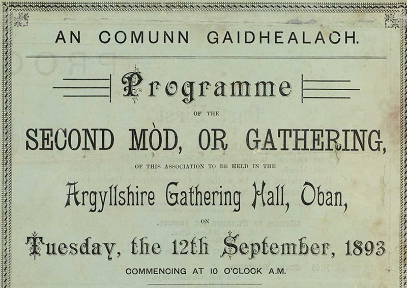 Detail of a programme with English and Gaelic text