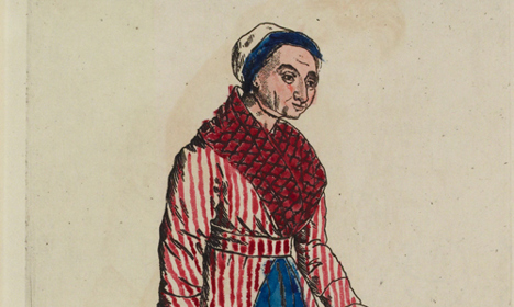 A coloured drawing of Margaret Docherty.