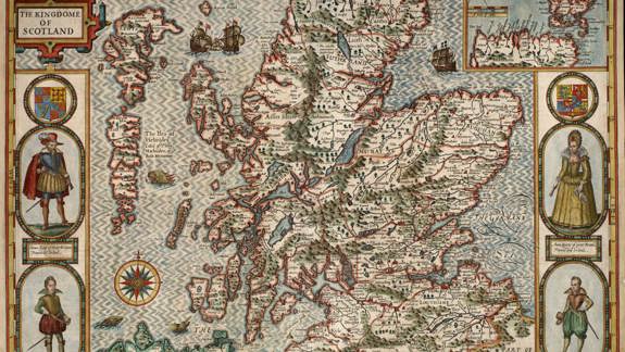 A colourful old map of Scotland from 1610.