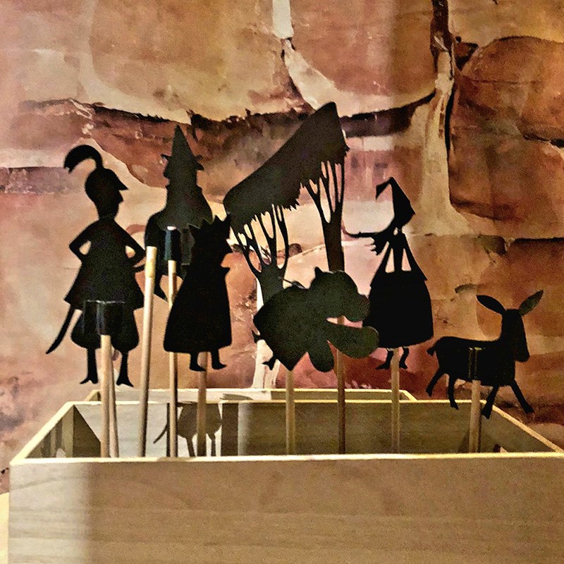 A photo of shadow puppets.
