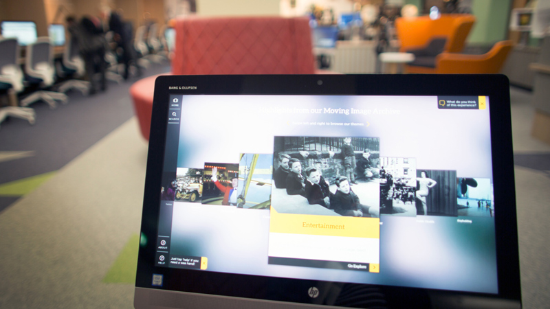 A screen showing clips from the Moving Image Archive.