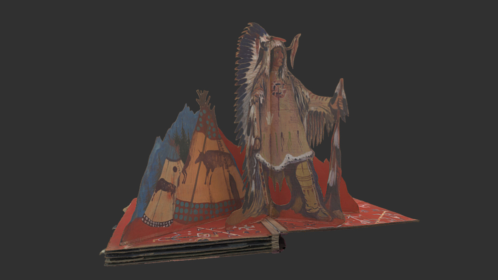 Stage set five showing an American Indian.