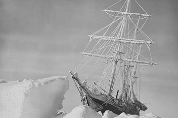 Ship trapped in ice