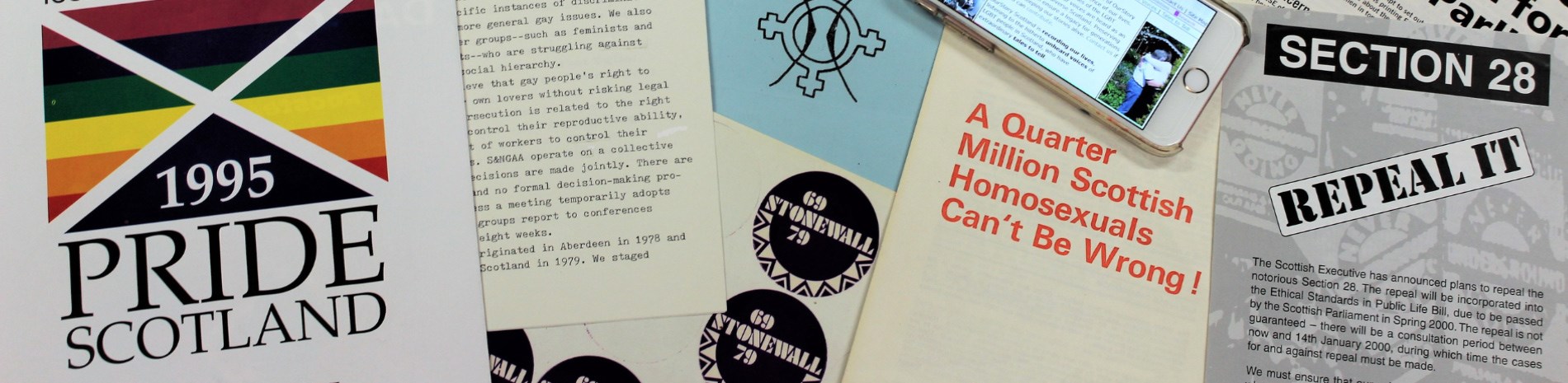 A collection of ephemera from Scottish queer history.