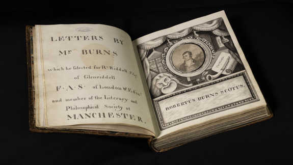 Opening of Glenriddell Volume showing the title page and frontispiece.
