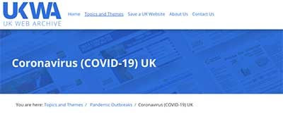 Screenshot from the UK Web Archive Coronavirus collection