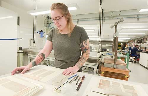 Woman in conservation studio