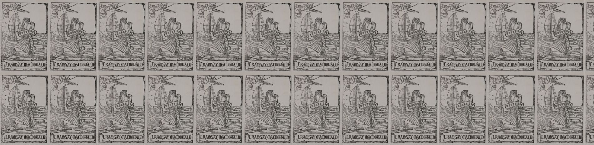 A repeating pattern of a bookplate