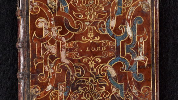 The embossed cover of the Blackadder Prayerbook.