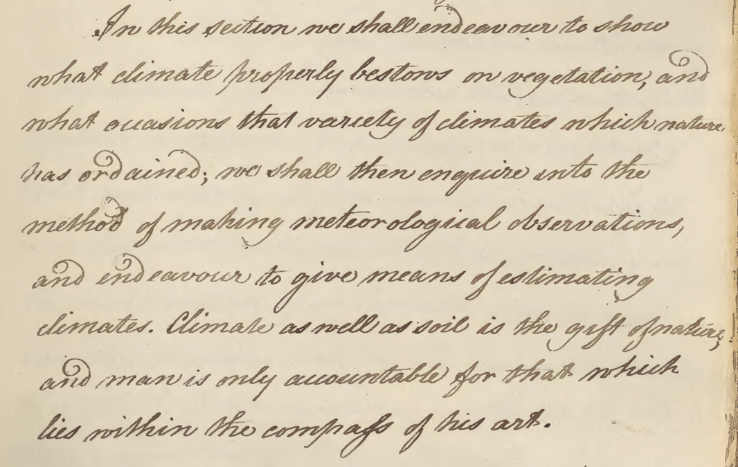 A draft manuscript of Hutton's 'Elements of Agriculture'. A transcription of the text is in the caption.