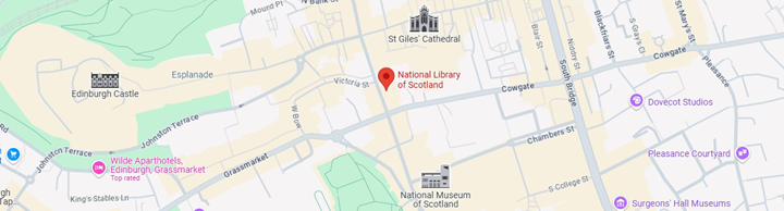 Google Map screenshot of the area around our George IV Bridge building. Tapping on this image will take you to the location on Google Maps.