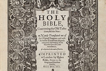 The title page from a first edition of the King James bible.
