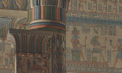 Detailed line work and colour in a close-up of the temple.