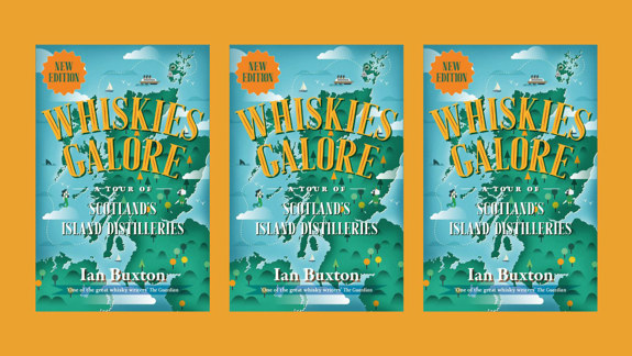 A book cover titled 'Whiskies Galore' by Ian Buxton.