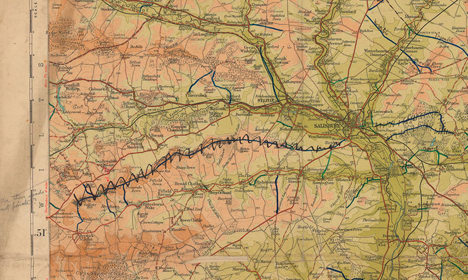 A coloured map of New Forest and the Isle of Wight with some annotations on it.