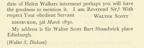 Part of a letter from Sir Walter Scott