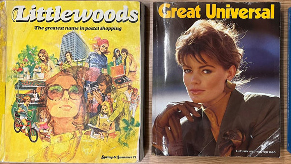Littlewoods and Great Universal shopping catalogues.
