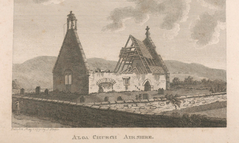 Drawing of the ruins of a church.