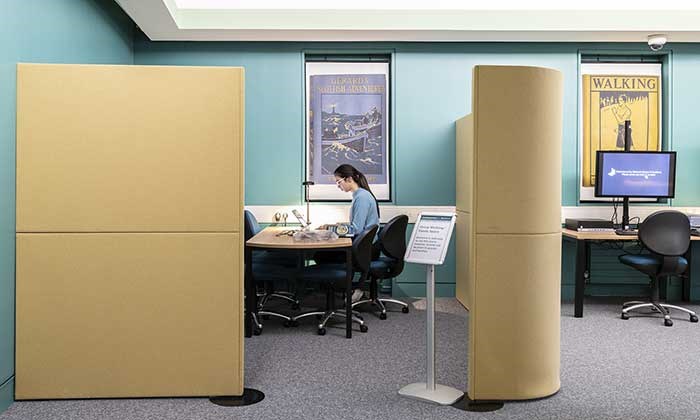 A person studying at a desk