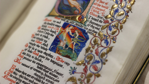 An colourfully-illustrated manuscript.