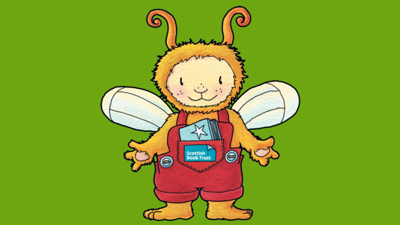 The bookbug on a green background
