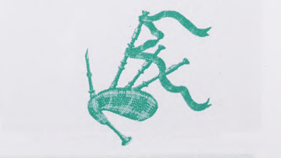 Green printed version of a set of bagpipes.